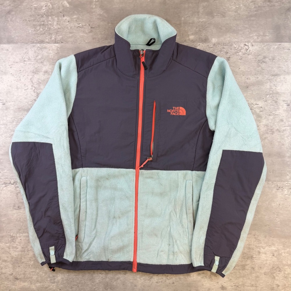 The North Face Womens Denali Fleece Jacket Blue Grey Orange Full Zip Size M